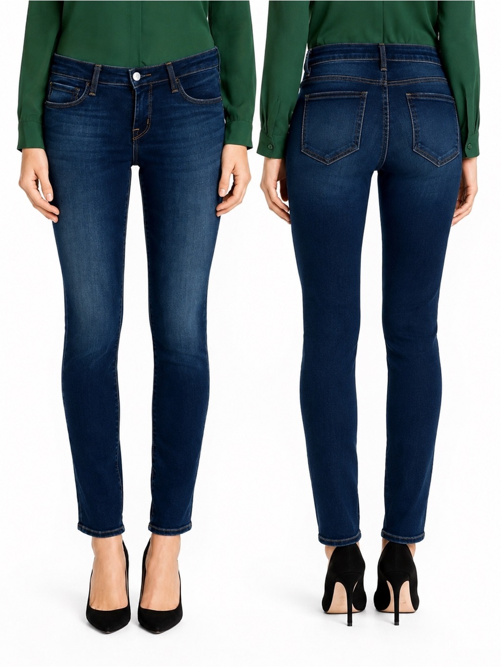 L’AGENCE Coco Mid Rise Slim Straight Stretch Jeans 24 Tru Blu NWT